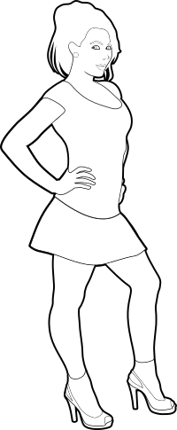 Cheerful girl outline