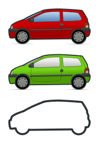 red and green renault twingo