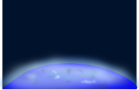 Above earth in space