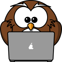 Owl with notebook