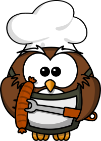 Owl with sausage