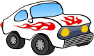 white fun car