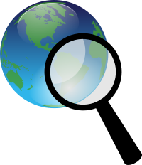 Earth and magnify glass