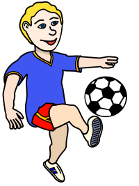 Soccer playing boy coloured