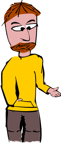 Man with braun hair and braun trousers