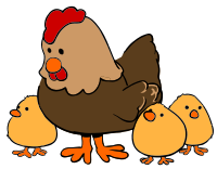 Hen and Chicks cartoon style