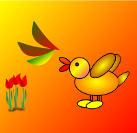 duck and flowers