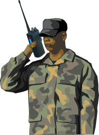 Soldier with walkie talkie radio (tall)