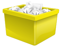 Yellow Plastic Box Filled With Paper