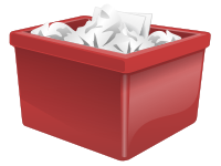 Red Plastic Box Filled With Paper