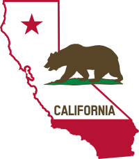 California - Outline and Flag (Solid)