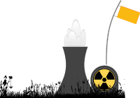 Nuclear power plant with grass silhouette