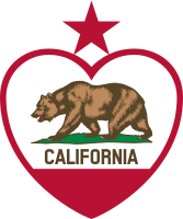 California Flag Heart - Star on Top