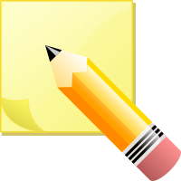 sticky note pad and pencil