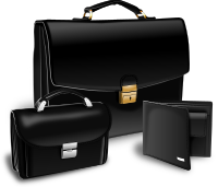 Suitcase, purse and handy