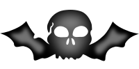 A skull with bat wings