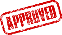 "Approved" red stamp