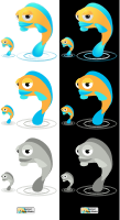Cartoon Fish Laid Out in Strips
