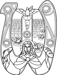 Christ with a Fish and Bread Symbol