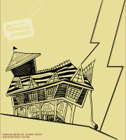 A Crooked House on Tan Paper