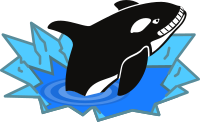Evil Orca Cartoon Looking and Smiling with teeth