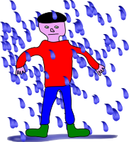man standing in rain
