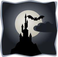 Spooky castle in full moon