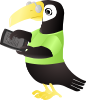 Toucan with tablet