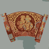 Chinese symbol on red scroll