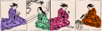 Four Kimono Ladies - colour