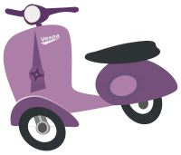 Purple Vespa scooter