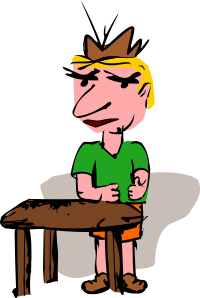Man standig at table