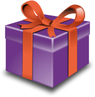 Purple present orange ribbon