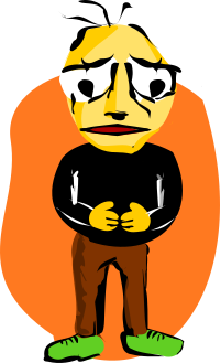 Sad man with open stance