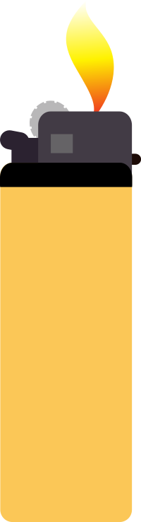 Yellow lighter with flame