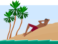 man under palm trees