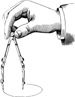 Hand with drawing compass