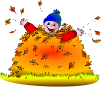 Child in leaves (colored)