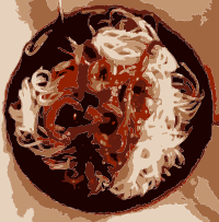 Noodles and squid