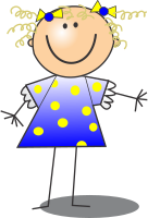 Girl Smiling Stick Figure Curly Hair