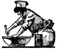 A baker mixing