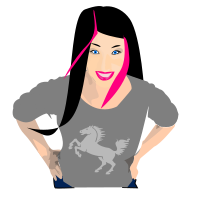 Punk girl with black and pink hair