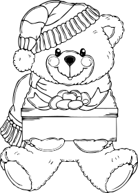 Christmas Bear Coloring Page