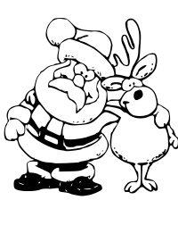 Santa and Reindeer Coloring Page