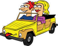 Girl and Boy in Self Driving Car