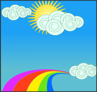 Sun, sky, clouds, and rainbow