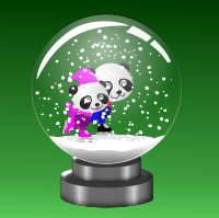 Panda Skaters in Snow Globe