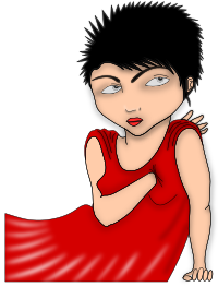 Frau mit rotem Kleid