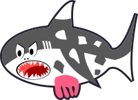 Black, White & Red Cartoon Shark Cow