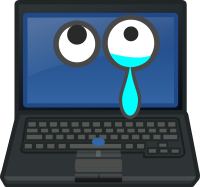 Laptop Crying Looking Up